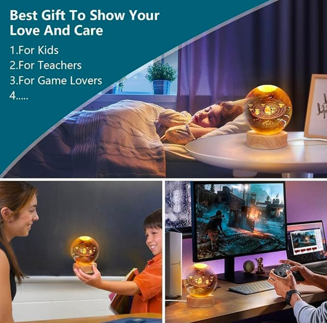 🌙✨🚀 Astronaut Crystal LED Lamp | 3D Moon & Galaxy Night Light 💡💓⭐👑🦁🫂
