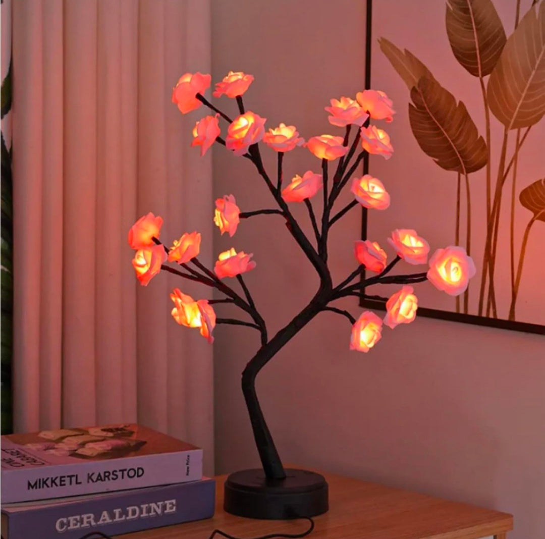 🌹🌸✨💡 Rose Tree Lamp 🌟 | Elegant Warm White Rose Flower Lamp 🌹✨ | Romantic Tabletop Tree 🌸💎 | Girls Gift 🎁❤️ | Perfect for Mother’s Day 💐, Christmas 🎄, Valentine’s Day 💖 & Wedding Décor 💍🌸 (Pink) 🌹🌟💡✨