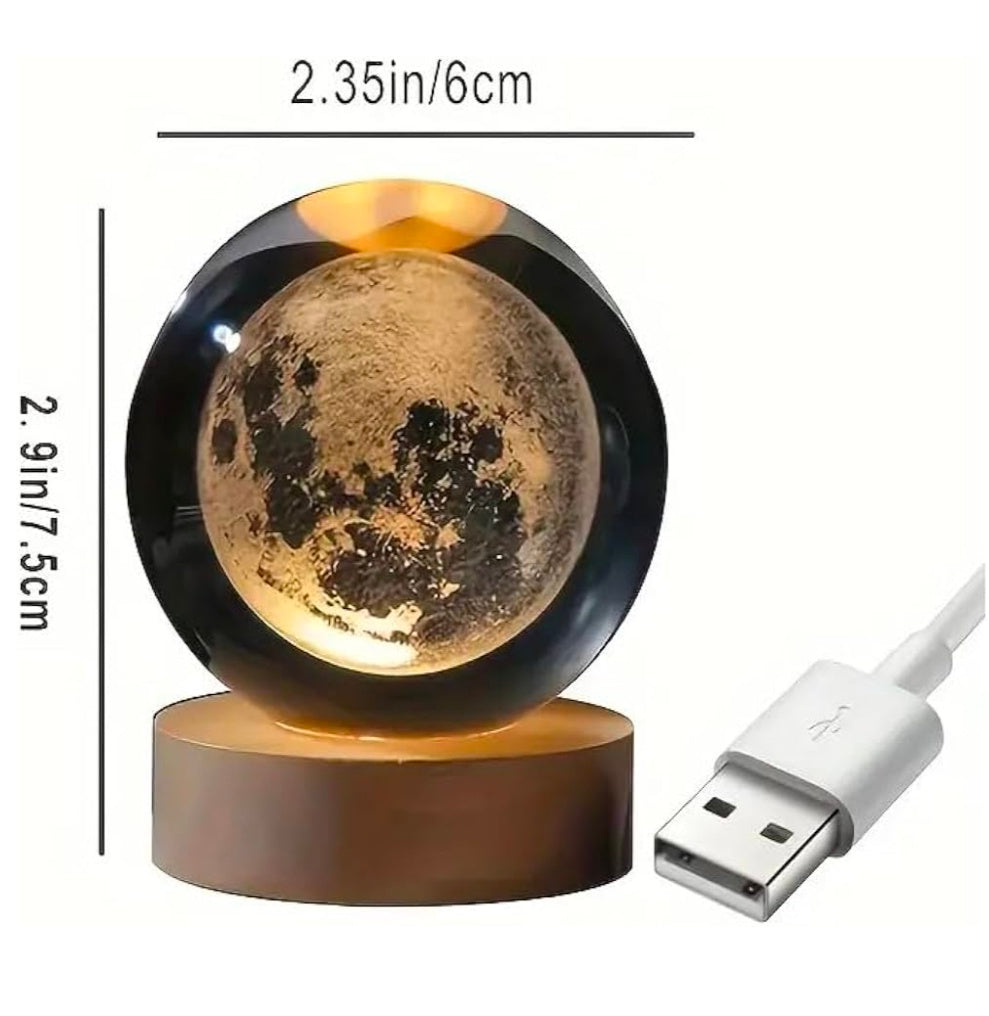 🌙 GlowAura™ Rose Cube Crystal Moon Lamp – 3D Laser Engraved Moon Globe with 16-Color LED Wooden Base, Romantic Ambient Light & Unique Gift