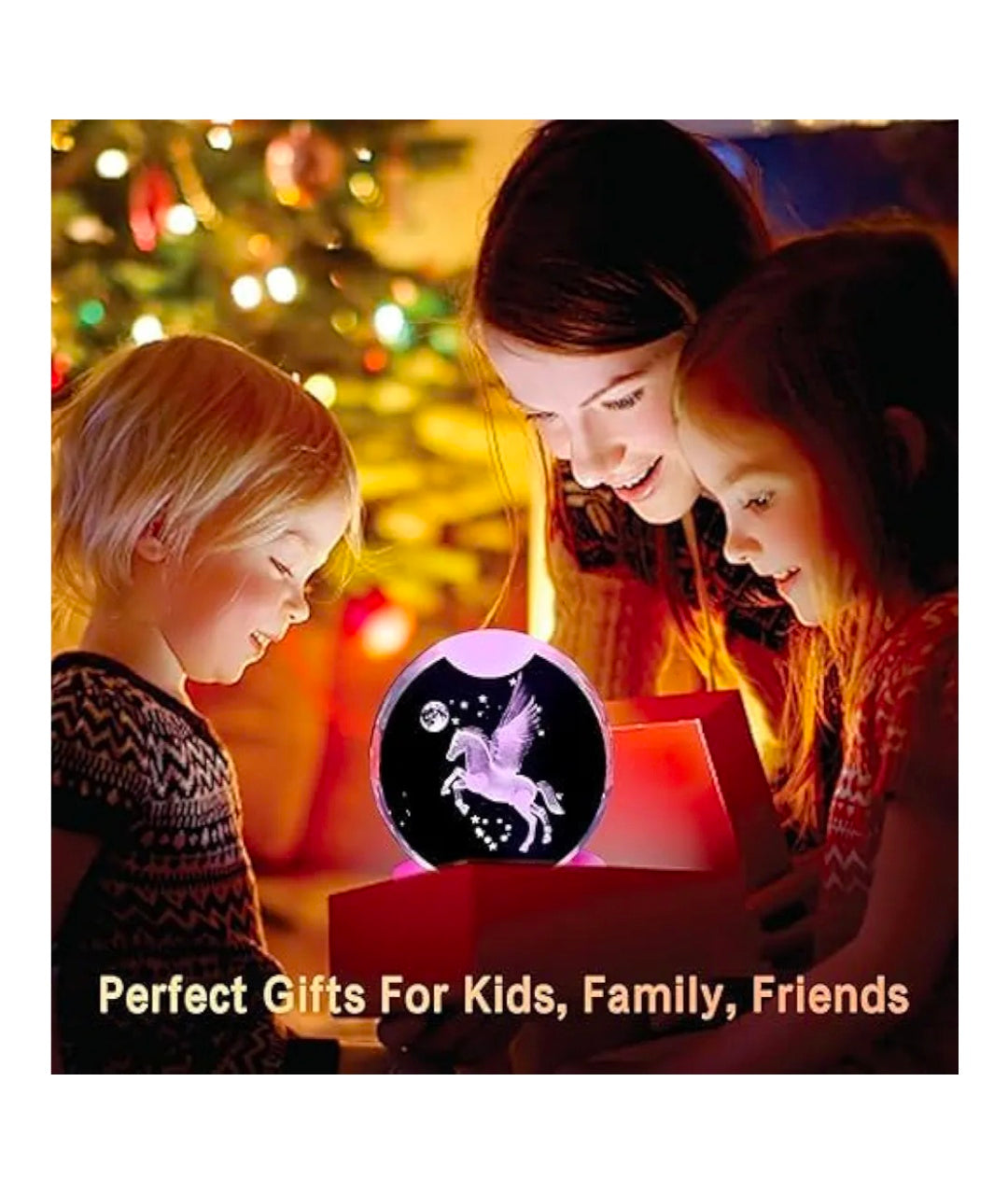 ✨ 3D Crystal Ball LED Night Lamp with Flying Unicorn – Luxury Home Décor & Magical Gift ✨