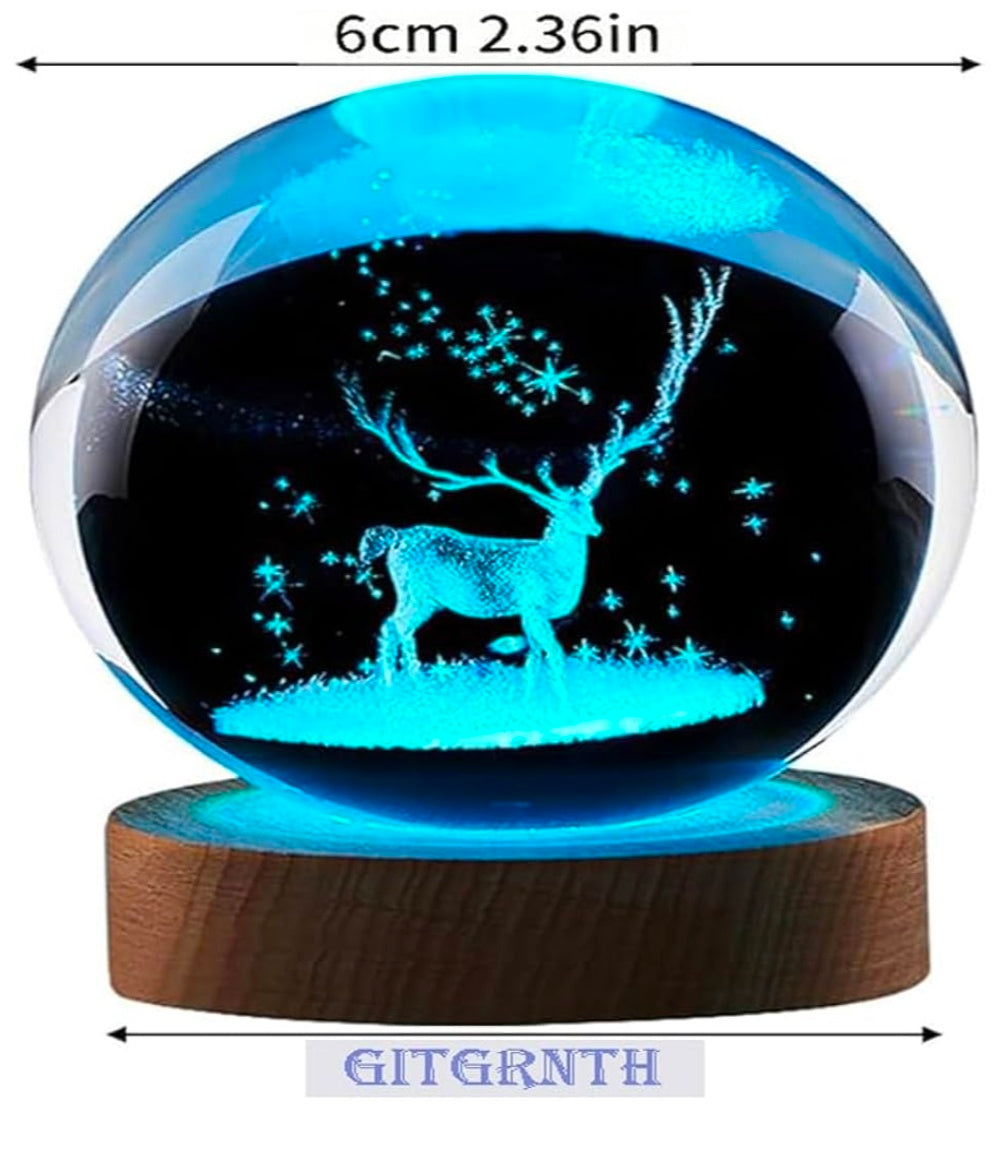 ✨ GlowAura™ Enchanted Crystal Flower Ball – 3D Deer Galaxy Light, Magical LED Lamp for Home Decor, Gifting & Aura Energy ✨