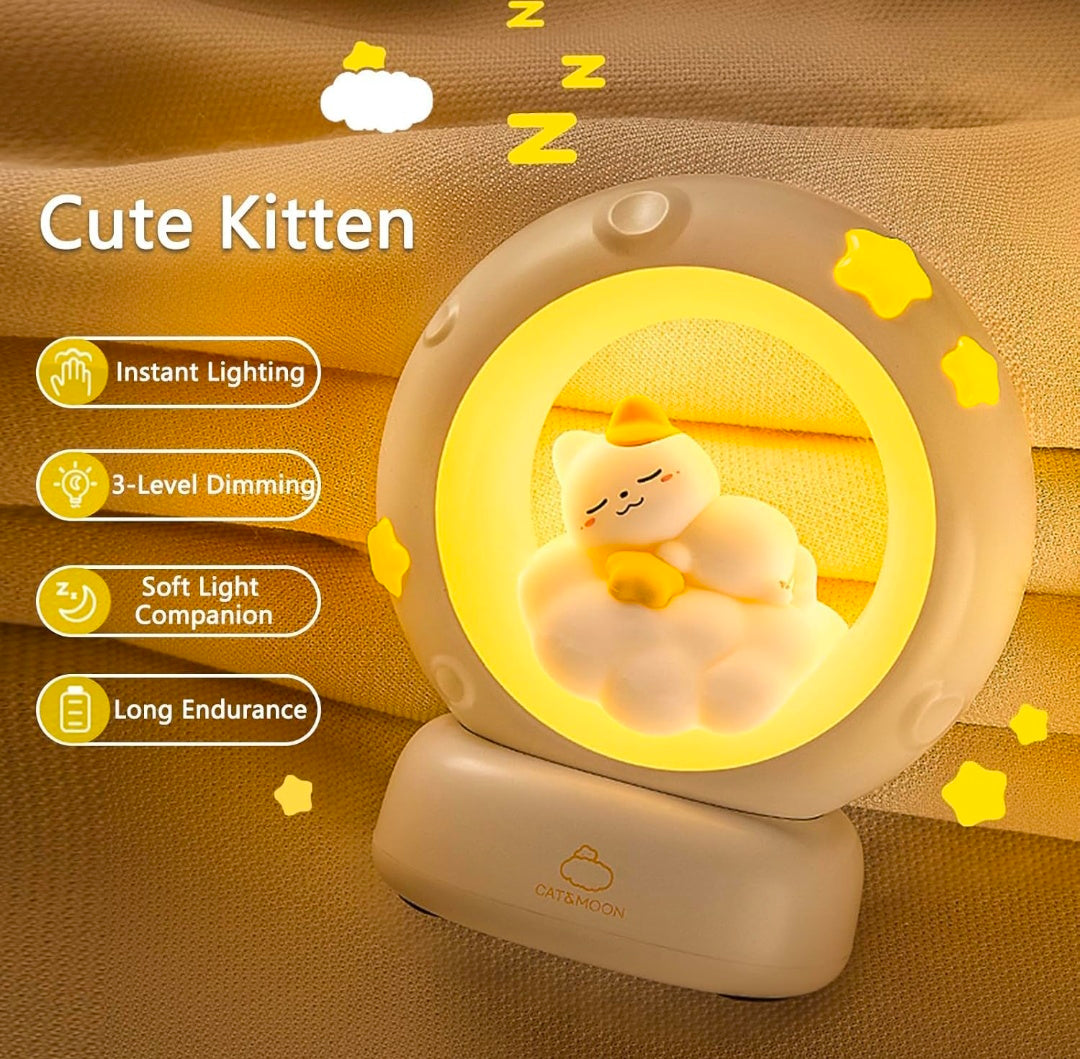 Cat Rabbit Night Lamp – Gentle Moonlight Buddy for Sweet Dreams, 3-Level Dimming, USB Rechargeable | Cozy Nursery, Desk, and Bedside Companion 🌙🐱🐇✨