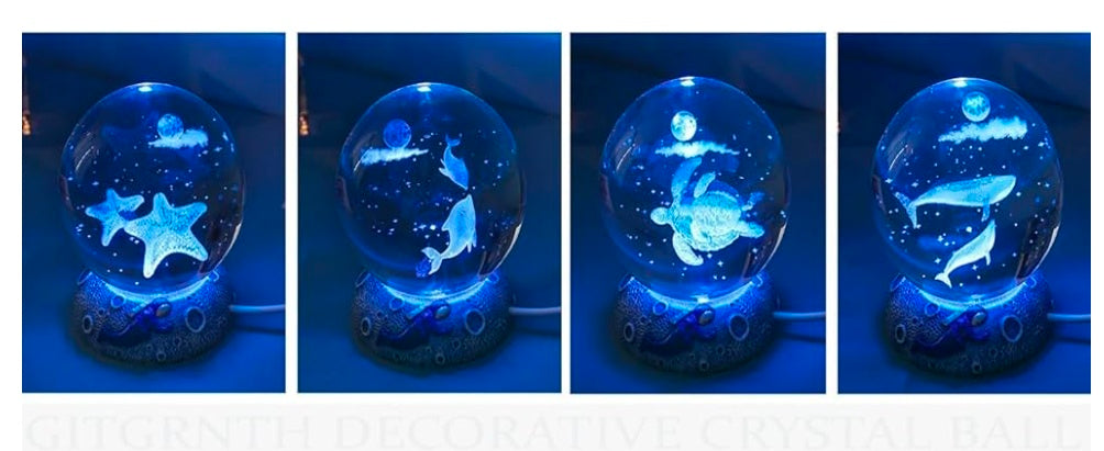 🌊 GlowAura™ 3D Crystal Dolphin Globe – LED Ocean Light Sphere with Wooden Base, Enchanted Sea Décor & Gift