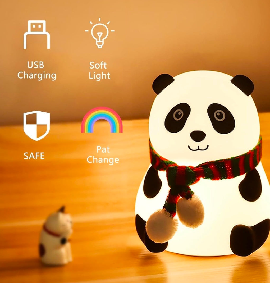 🐼🌙💡✨ Panda Night Light ❤️ | Cute Animal Panda Lamp 🐼 | Soft Silicone Nursery Light 🍼 | Warm LED Glow ✨ | Tap & Touch Control 🖐️ | USB Rechargeable 🔋⚡ | Perfect for Kids 👶, Babies 🍼, Toddlers 🧸 & Bedroom Decor 🛏️ | Adorable Gift 🎁 for All Ages