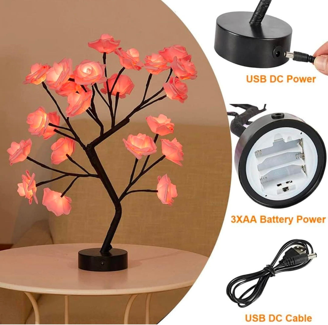🌹🌸✨💡 Rose Tree Lamp 🌟 | Elegant Warm White Rose Flower Lamp 🌹✨ | Romantic Tabletop Tree 🌸💎 | Girls Gift 🎁❤️ | Perfect for Mother’s Day 💐, Christmas 🎄, Valentine’s Day 💖 & Wedding Décor 💍🌸 (Pink) 🌹🌟💡✨