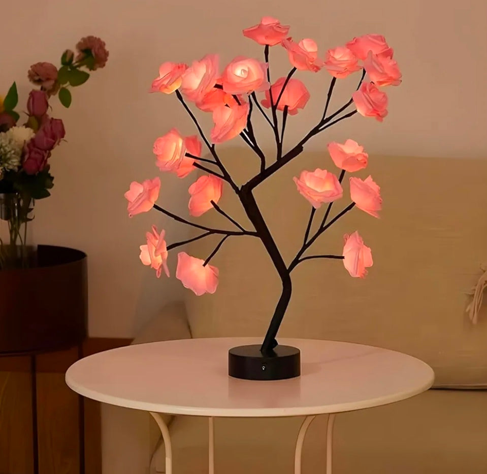 🌹🌸✨💡 Rose Tree Lamp 🌟 | Elegant Warm White Rose Flower Lamp 🌹✨ | Romantic Tabletop Tree 🌸💎 | Girls Gift 🎁❤️ | Perfect for Mother’s Day 💐, Christmas 🎄, Valentine’s Day 💖 & Wedding Décor 💍🌸 (Pink) 🌹🌟💡✨