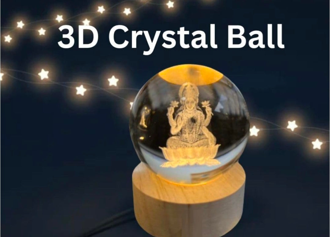 🌸✨👑 3D Crystal Ball Night Light – Goddess Lakshmi Divine Blessings, Wealth & Prosperity 💡💎🪔🙏🌟 👑✨🌸