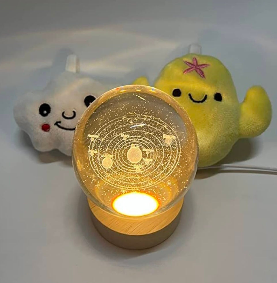 🌌 GlowAura™ MODERN Solar System Crystal Globe – 3D Laser Engraved Galaxy Ball Lamp with LED Wooden Base, Futuristic Night Light & Cosmic Home Décor Gift