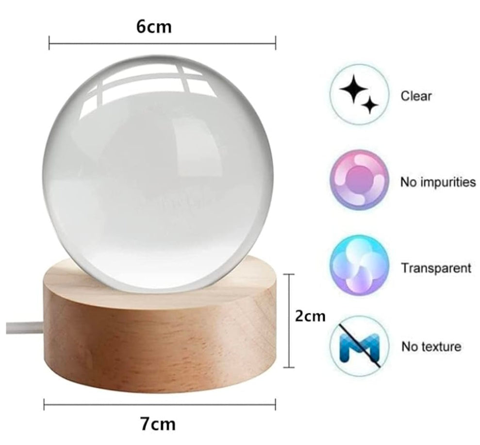 🌙 GlowAura™ Moon Crystal Lamp – 3D Laser Engraved Full Moon Globe with LED Wooden Base, Celestial Night Light & Unique Gift