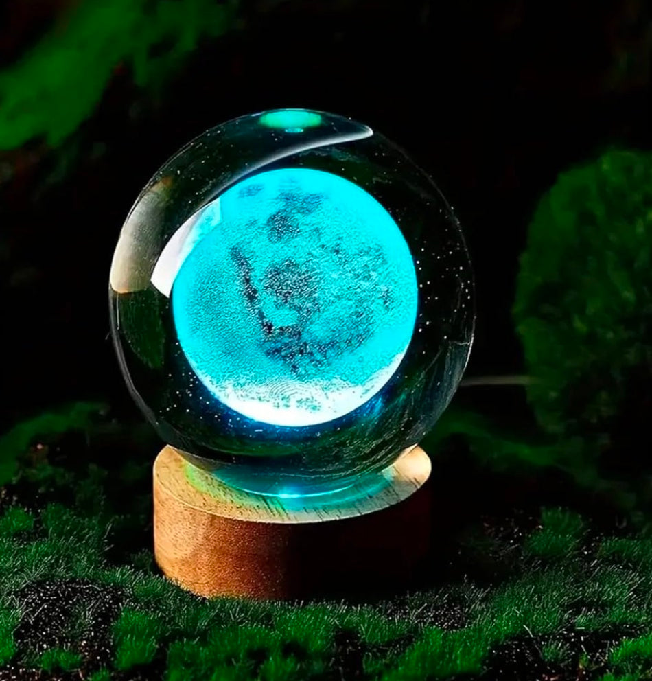🌙 GlowAura™ Rose Cube Crystal Moon Lamp – 3D Laser Engraved Moon Globe with 16-Color LED Wooden Base, Romantic Ambient Light & Unique Gift