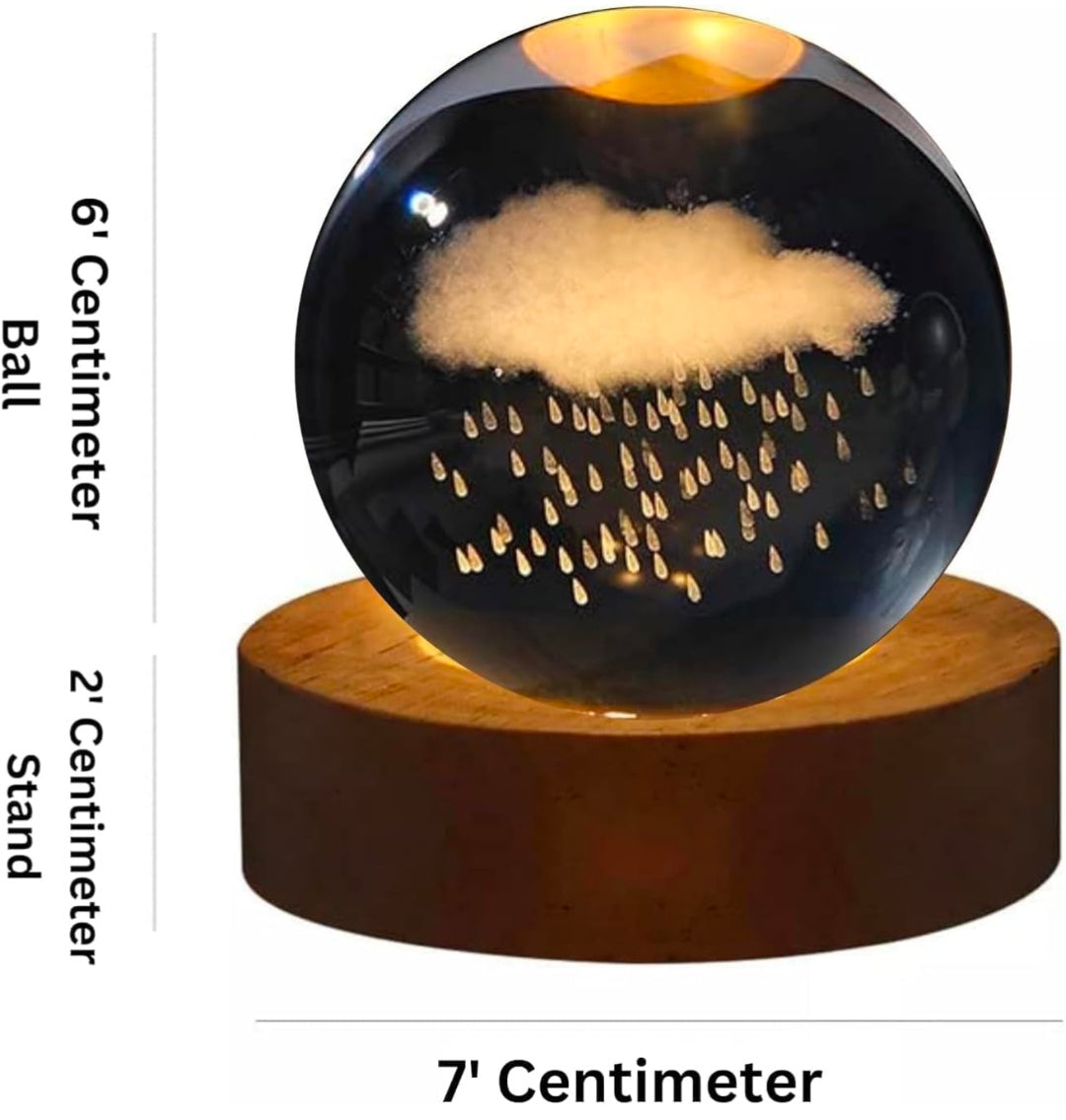 ☁️🌧️💡✨ 3D Glass Ball Night Light – Cloud & Rain LED Crystal Lamp ❤️🌙💎🫂👑