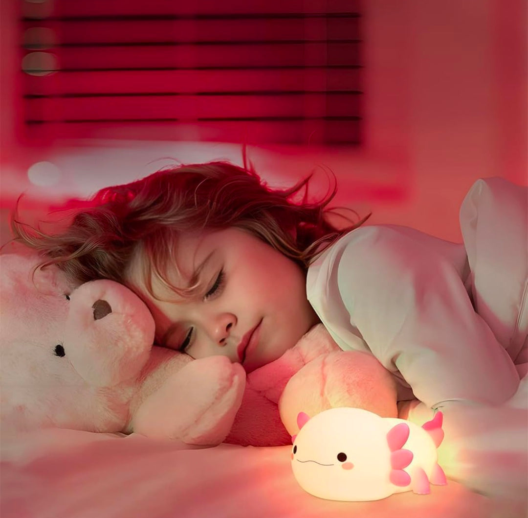 🐟🌙✨💡 Silicon Axolotl Fish Night Light ❤️ | Cute Squishy Silicone Axolotl Lamp 🧸 | Soft LED Bedside Light 🌟 | Tap & Touch Control 🖐️ | USB Rechargeable 🔋 | Adorable Kids’ Bedroom Decor 🛏️ | Birthday 🎂, Christmas 🎄 & Valentine’s Day 💕