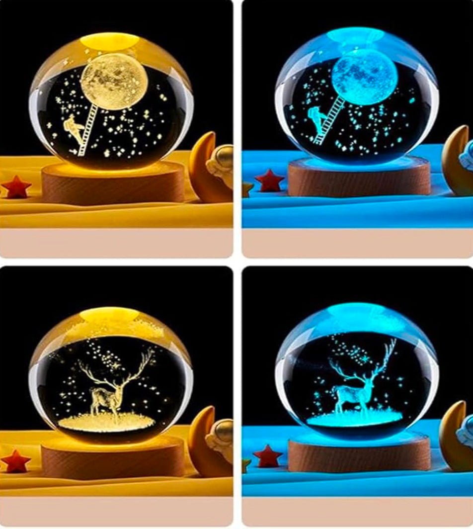 ✨ GlowAura™ Enchanted Crystal Flower Ball – 3D Deer Galaxy Light, Magical LED Lamp for Home Decor, Gifting & Aura Energy ✨