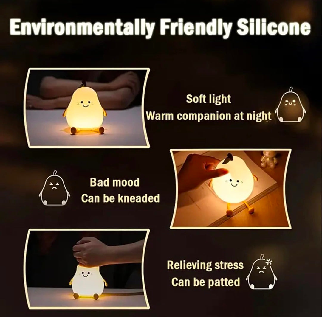 🍐💡🌙✨ Pear Night Lamp 🍐🌈 | Color-Changing LED Pear Lamp 💖 | Soft Silicone Touch-Control 🌸🖐️ | Rechargeable 🔋, Dimmable ✨, Nursery & Bedroom Night Light 🛏️💤 | Cute Baby Gift 🎁👶 & Home Décor 🏡🌟 (Regular) 🍐💡🌙✨