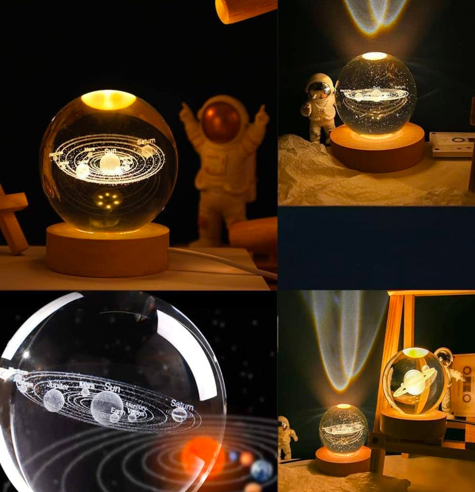 🌙 GlowAura™ Moon Crystal Lamp – 3D Laser Engraved Full Moon Globe with LED Wooden Base, Celestial Night Light & Unique Gift