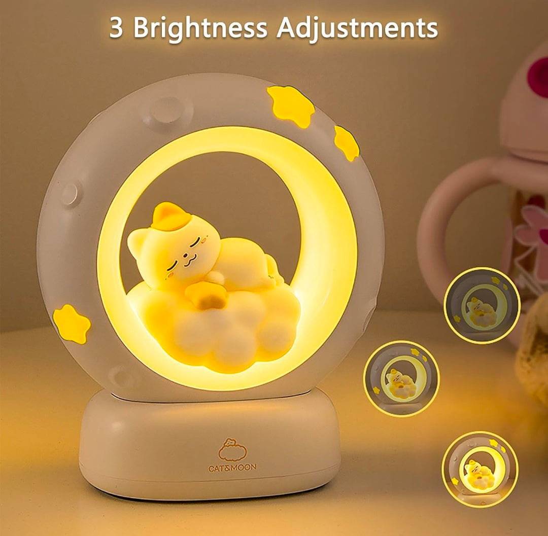 Cat Rabbit Night Lamp – Gentle Moonlight Buddy for Sweet Dreams, 3-Level Dimming, USB Rechargeable | Cozy Nursery, Desk, and Bedside Companion 🌙🐱🐇✨