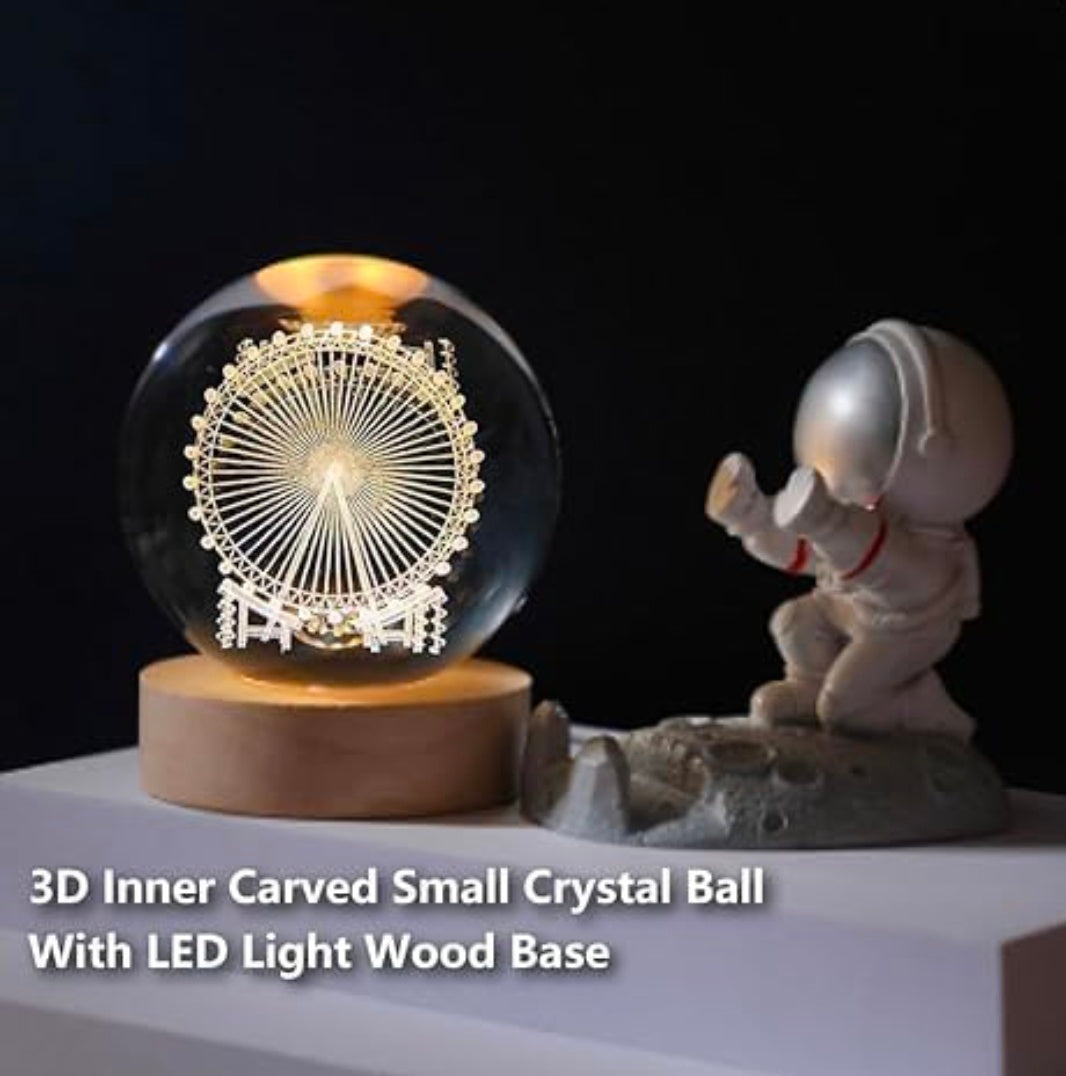 🎡✨ Night Lamp Ferris Wheel 🔮🌙 | Crystal Globe + Wooden Base 🌳💡 | Cozy Ambience, Loving Gift, Honest Craftsmanship ❤️👑🫂