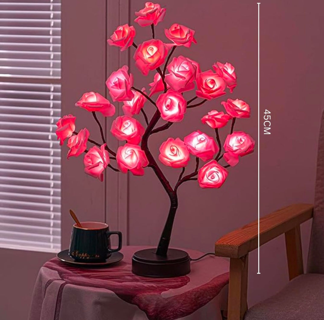🌹🌸✨💡 Rose Tree Lamp 🌟 | Elegant Warm White Rose Flower Lamp 🌹✨ | Romantic Tabletop Tree 🌸💎 | Girls Gift 🎁❤️ | Perfect for Mother’s Day 💐, Christmas 🎄, Valentine’s Day 💖 & Wedding Décor 💍🌸 (Pink) 🌹🌟💡✨