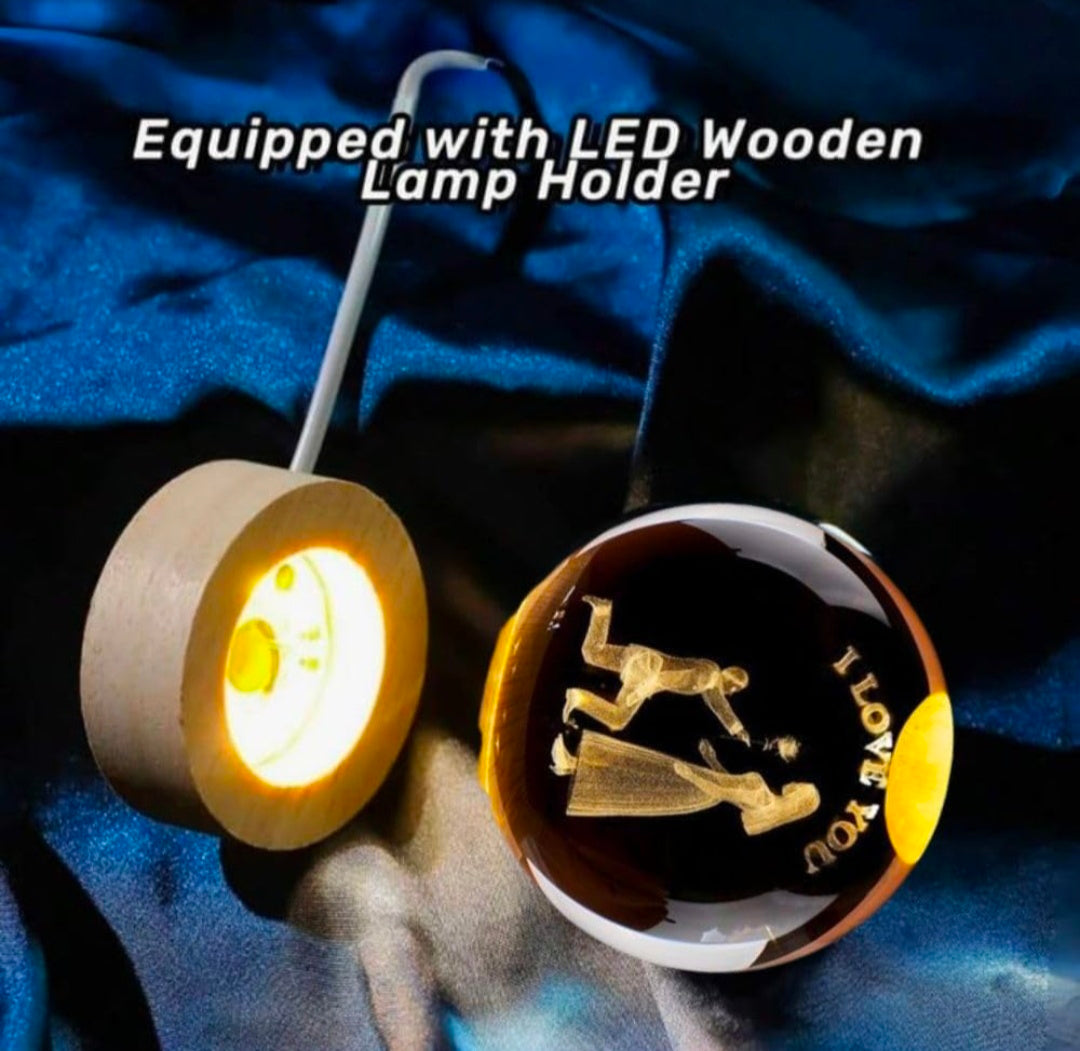 LOVE YOU LAMP – Golden Promise Crystal Globe Night Light | 3D Laser‑Etched “I LOVE YOU” Proposal Scene, Warm Wood LED Base, Heartfelt Gift for Anniversaries, Birthdays, and Everyday Appreciation 🌙💛✨🌹👑❤️