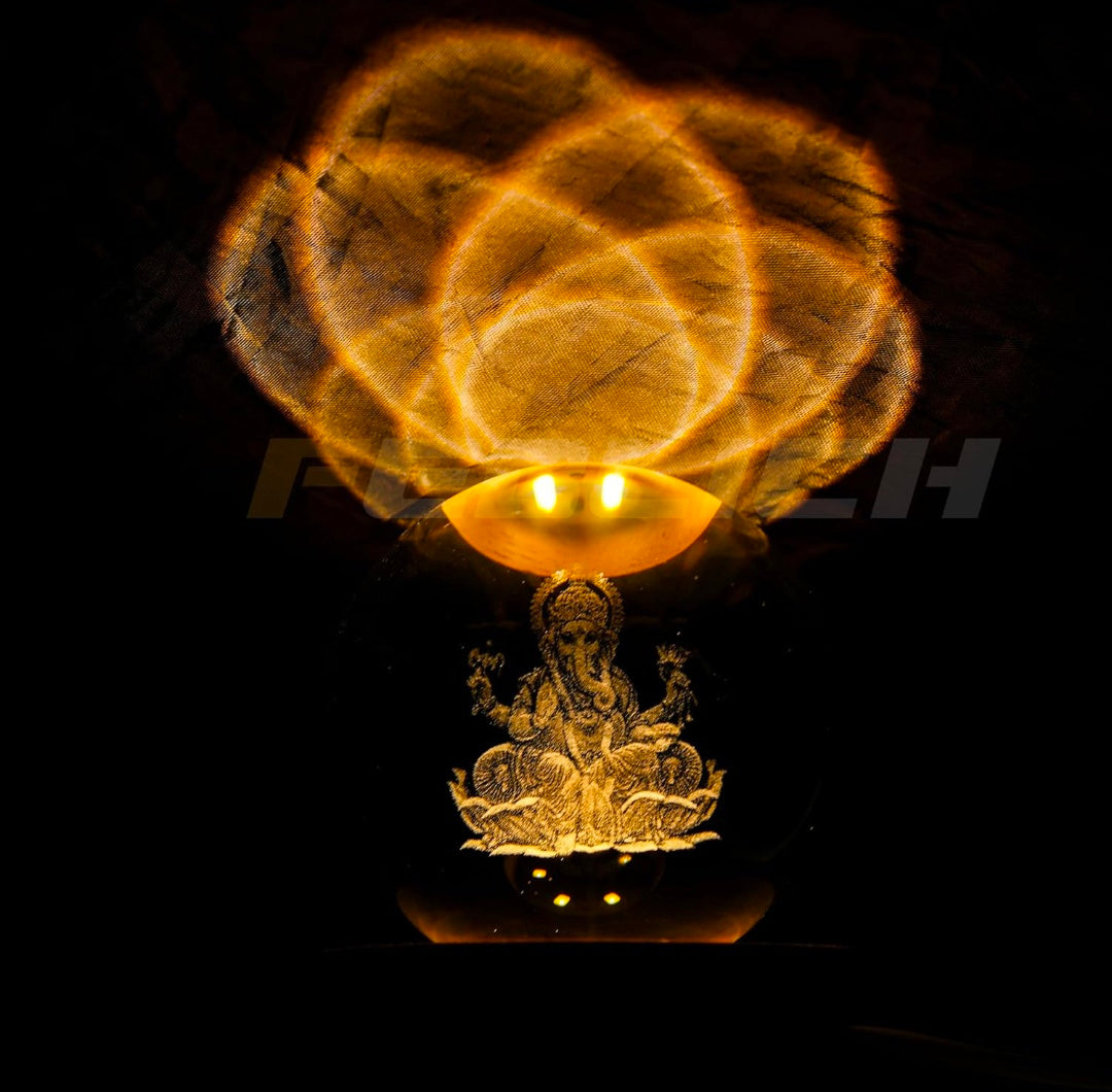 LORD GANESH – Auspicious Blessings Crystal Globe Night Lamp | 3D Laser‑Etched Ganesha, Warm Wood LED Base, Calm Devotional Glow | Honest Craft, Kind Service 🕉️🐘✨🔆👑❤️
