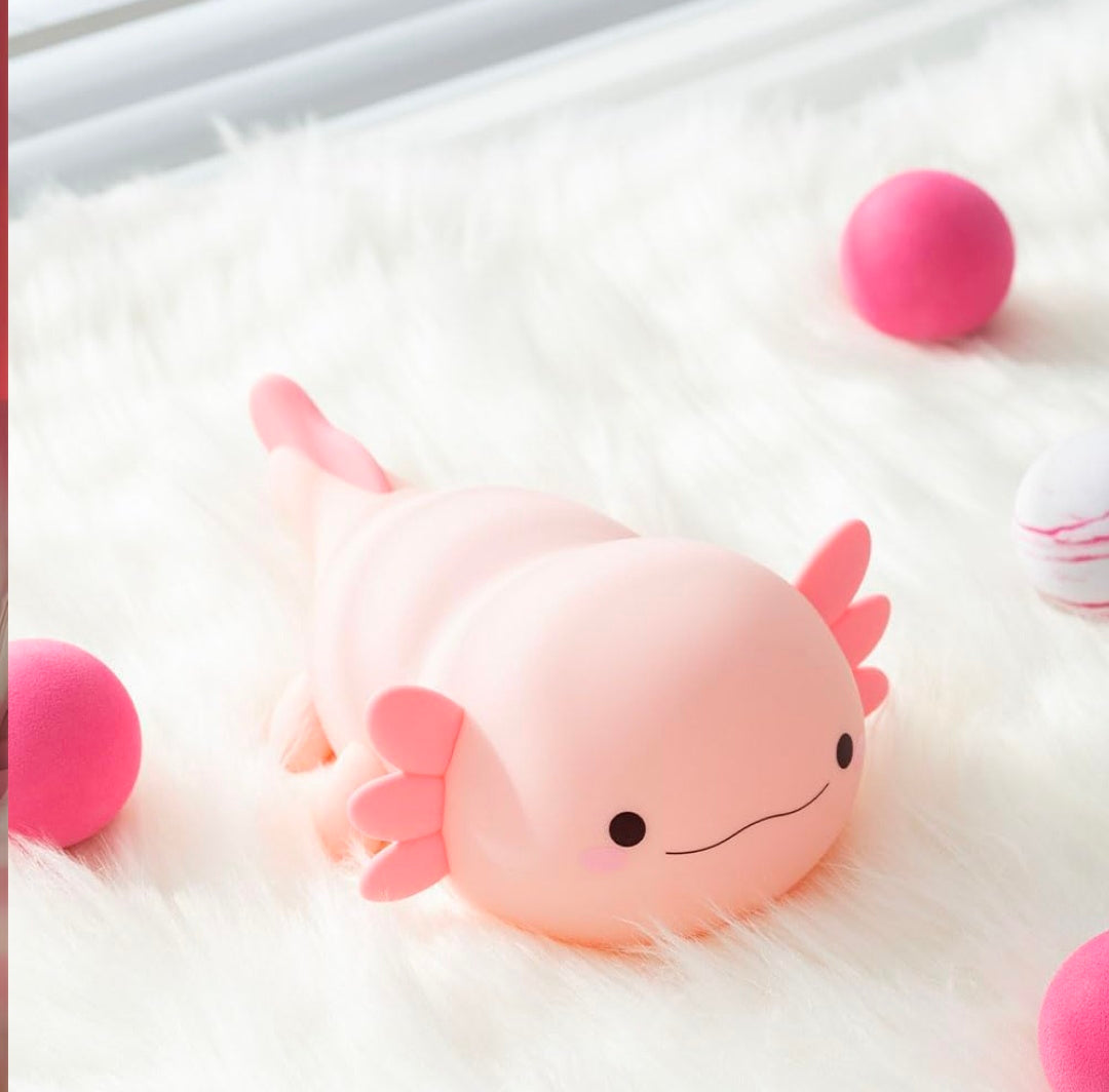 🐟🌙✨💡 Silicon Axolotl Fish Night Light ❤️ | Cute Squishy Silicone Axolotl Lamp 🧸 | Soft LED Bedside Light 🌟 | Tap & Touch Control 🖐️ | USB Rechargeable 🔋 | Adorable Kids’ Bedroom Decor 🛏️ | Birthday 🎂, Christmas 🎄 & Valentine’s Day 💕