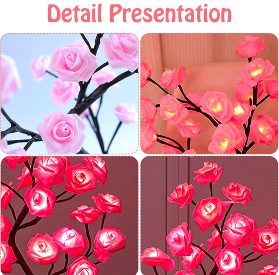 🌹🌸✨💡 Rose Tree Lamp 🌟 | Elegant Warm White Rose Flower Lamp 🌹✨ | Romantic Tabletop Tree 🌸💎 | Girls Gift 🎁❤️ | Perfect for Mother’s Day 💐, Christmas 🎄, Valentine’s Day 💖 & Wedding Décor 💍🌸 (Pink) 🌹🌟💡✨