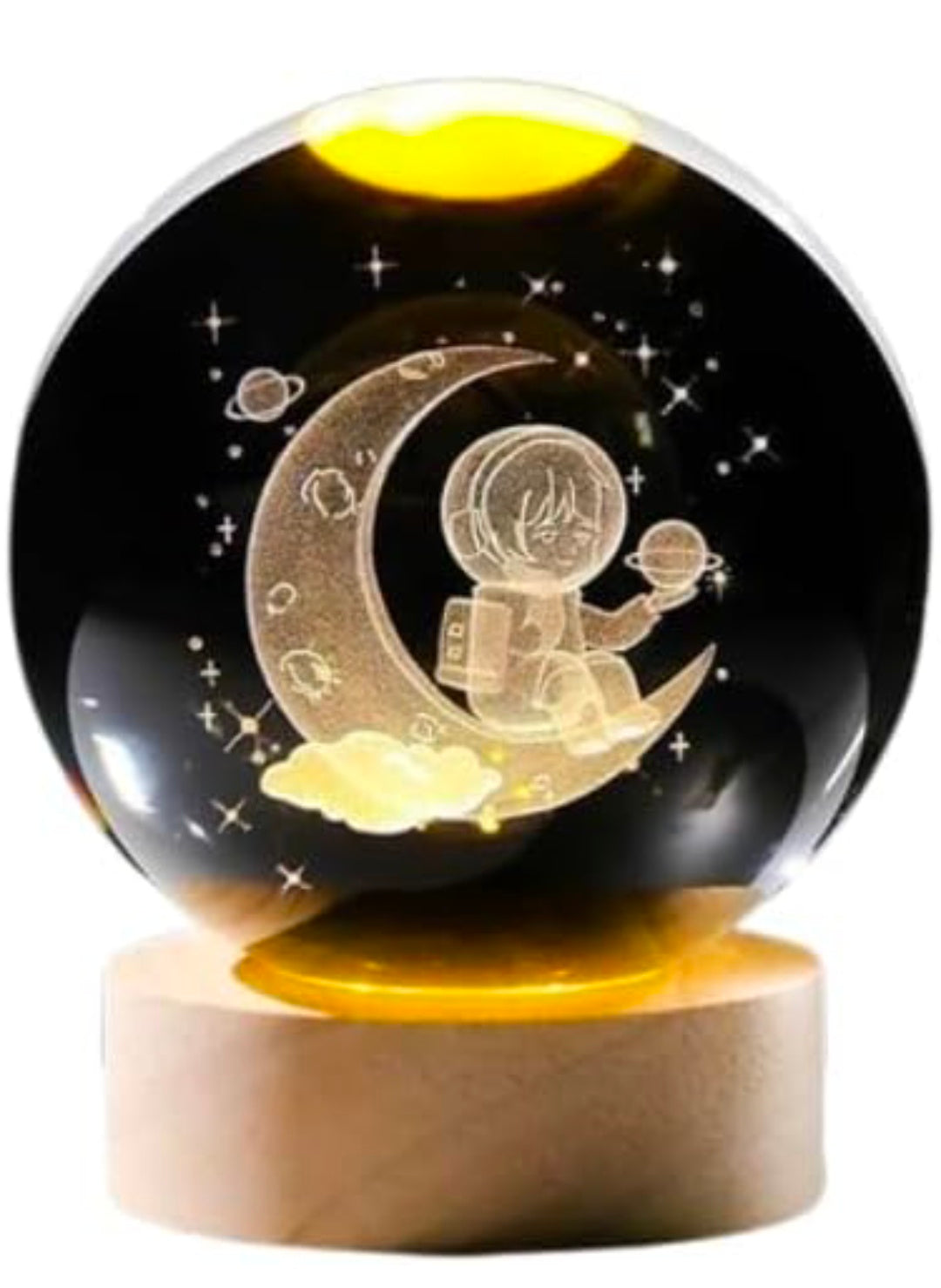 🌙✨🚀 Astronaut Crystal LED Lamp | 3D Moon & Galaxy Night Light 💡💓⭐👑🦁🫂