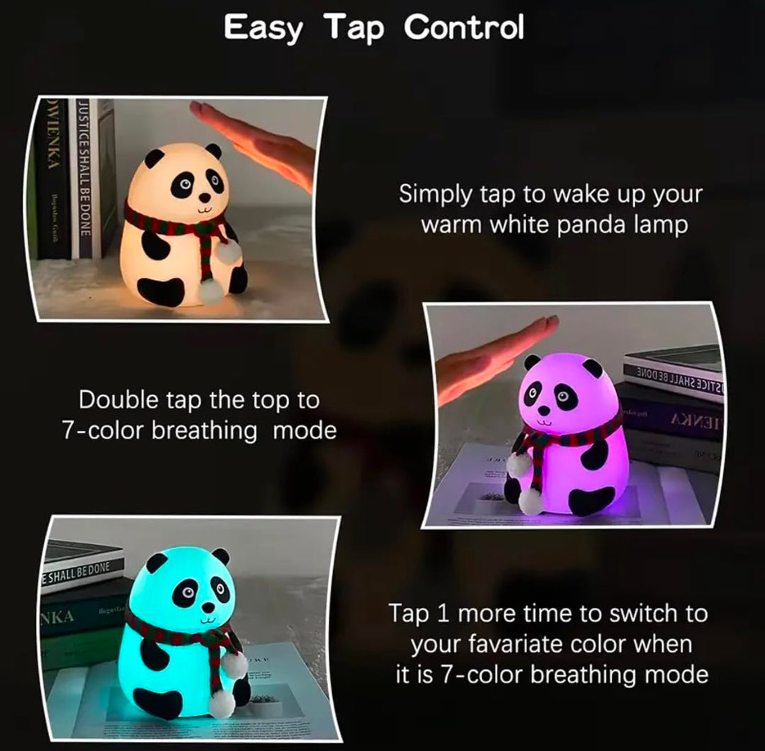 🐼🌙💡✨ Panda Night Light ❤️ | Cute Animal Panda Lamp 🐼 | Soft Silicone Nursery Light 🍼 | Warm LED Glow ✨ | Tap & Touch Control 🖐️ | USB Rechargeable 🔋⚡ | Perfect for Kids 👶, Babies 🍼, Toddlers 🧸 & Bedroom Decor 🛏️ | Adorable Gift 🎁 for All Ages