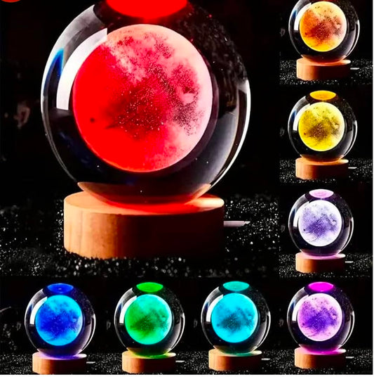 🌙 GlowAura™ Rose Cube Crystal Moon Lamp – 3D Laser Engraved Moon Globe with 16-Color LED Wooden Base, Romantic Ambient Light & Unique Gift