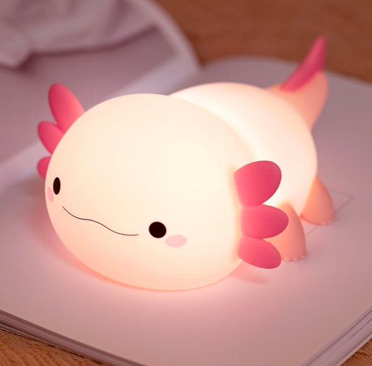 🐟🌙✨💡 Silicon Axolotl Fish Night Light ❤️ | Cute Squishy Silicone Axolotl Lamp 🧸 | Soft LED Bedside Light 🌟 | Tap & Touch Control 🖐️ | USB Rechargeable 🔋 | Adorable Kids’ Bedroom Decor 🛏️ | Birthday 🎂, Christmas 🎄 & Valentine’s Day 💕