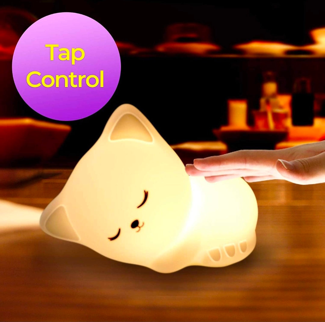 🐱🌙💡✨ Cat Night Light for Kids ❤️ | Soft Squishy Silicone Touch Lamp 🐾 | Rechargeable USB LED Nursery Lamp | Cute Kitten Bedroom Night Light 😻 | Color-Changing Night Lamp 🌈 | Perfect Gift 🎁 for Girls 👧, Boys 👦, Babies 👶, Toddlers 🧸 & Teens 💕