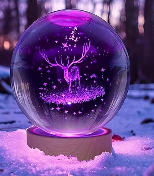 ✨ GlowAura™ Enchanted Crystal Flower Ball – 3D Deer Galaxy Light, Magical LED Lamp for Home Decor, Gifting & Aura Energy ✨