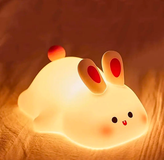 🐰💡🌙✨ Bunny Night Light for Kids Room 🛏️ | Cute Rabbit Lamp 🐇 | Tap & Touch Color-Changing Nursery Light 🌈 | Rechargeable 🔋 Soft Silicone 🫂 | Adorable Gift 🎁 for Toddlers 👶, Teens 💎 & Bedroom Decor 🏡 (Big Face Rabbit) 🐰💡🌙✨