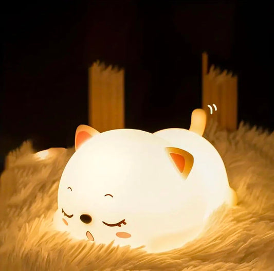 🐱🌙✨💡 Kawaii Cat Night Light 🐾 | Adorable Color-Changing LED Cat Lamp 🌈✨ | Soft Silicone Tap & Touch Lamp 🐱💖 | Rechargeable & Safe Gift 🎁 for Kids 👶, Toddlers 👦👧, Teens 💎 & Cute Room Décor 🌙🏡 (Regular) 🐾✨🐱💡🌈❤️